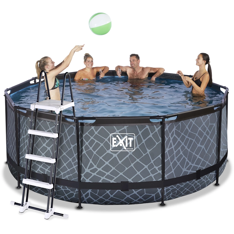EXIT Stone Pool ø360x122cm mit Sandfilterpumpe, grau