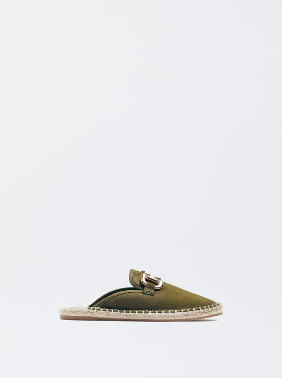 Mules de juta com fivela - Cáqui