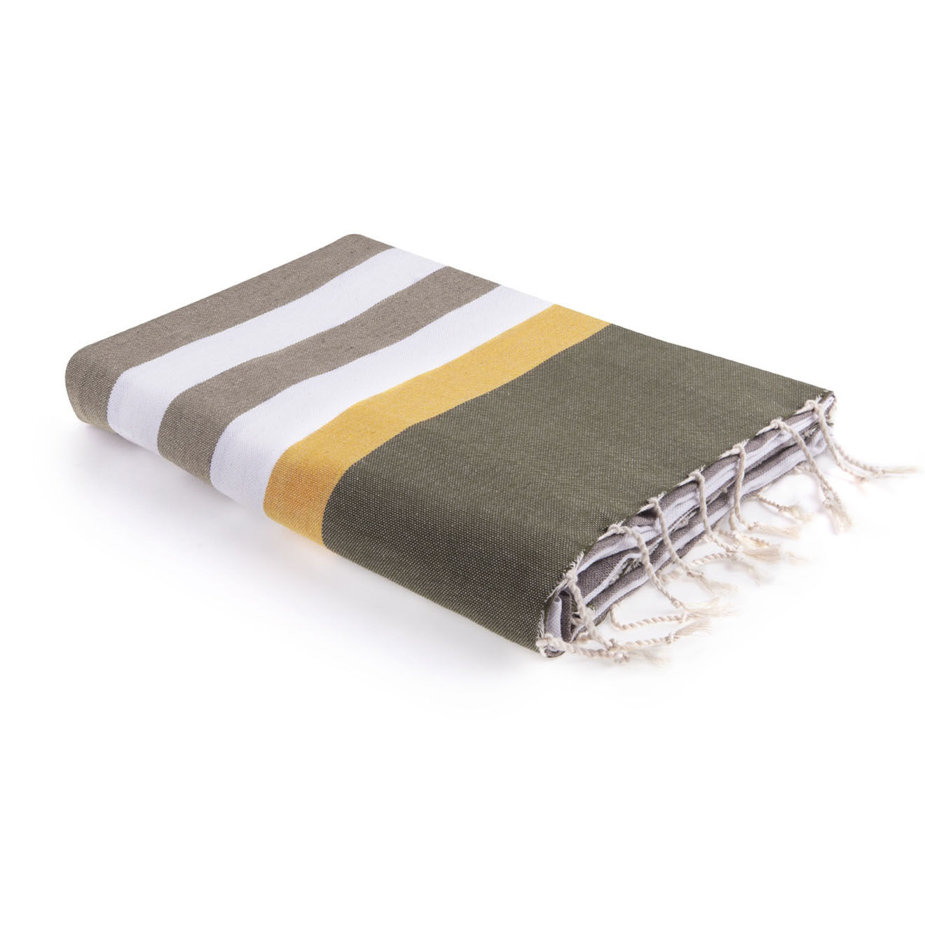 Febronie Fouta Arcachon taupe/blanc/jaune - 100x200 cm