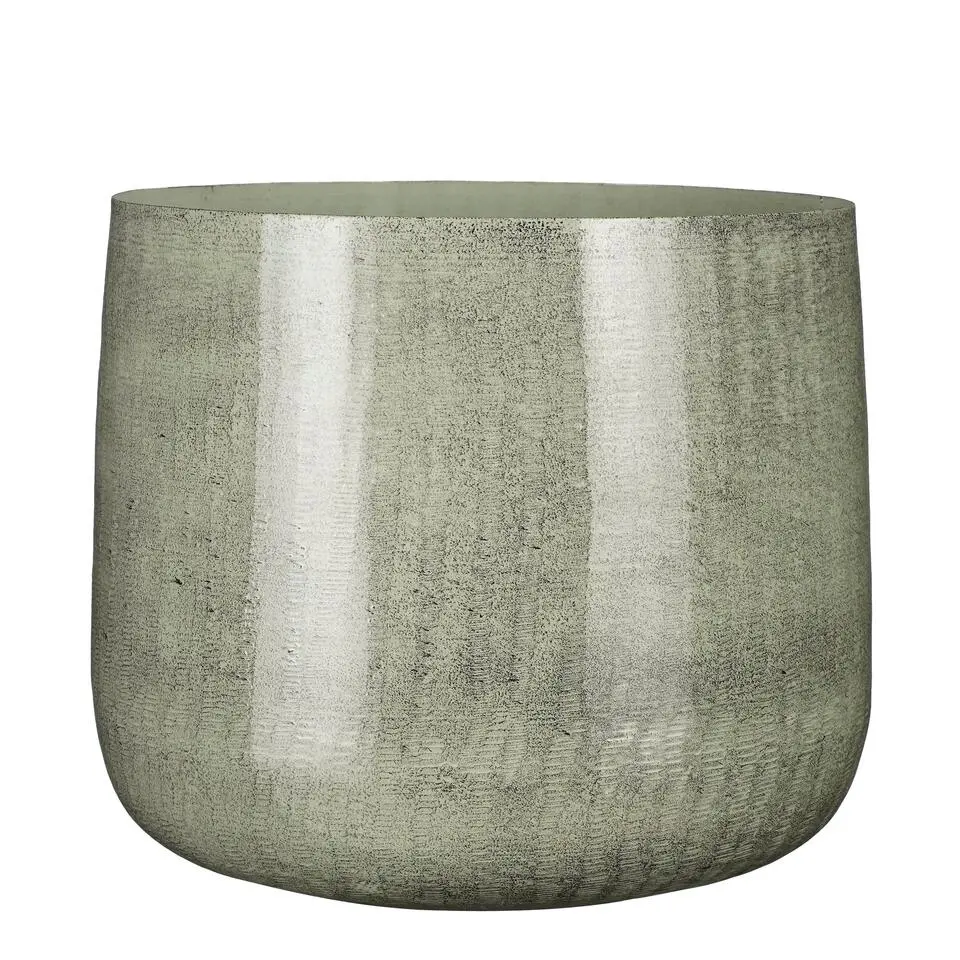 Mica Decorations Benson Bloempot - H27 x Ø32 cm - Metaal - Lichtgrijs