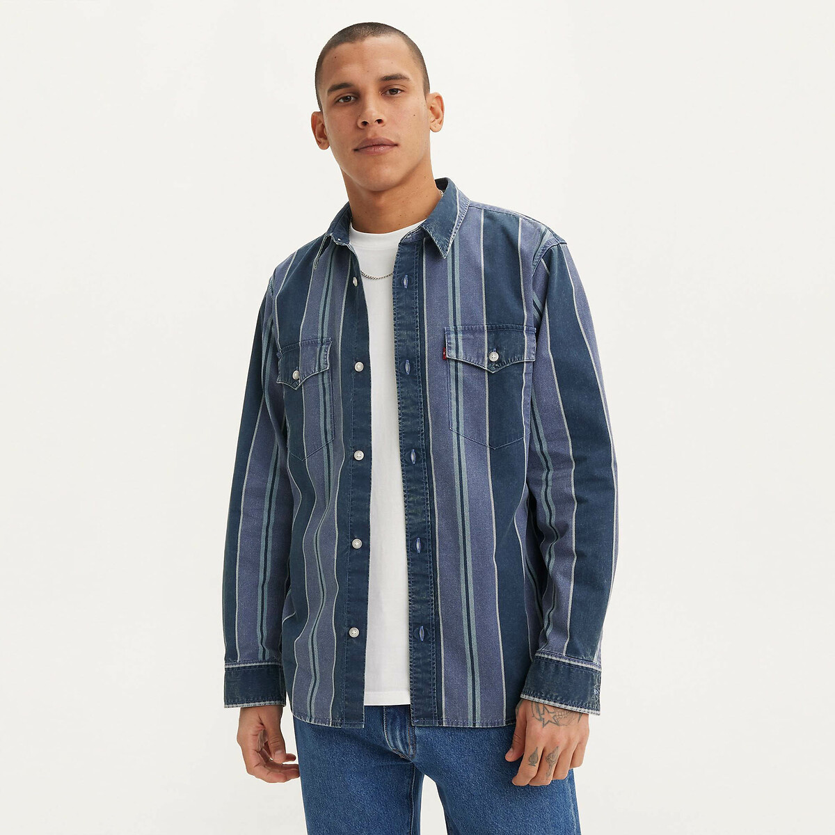 Camisa folgada Levi's em sarja listrada