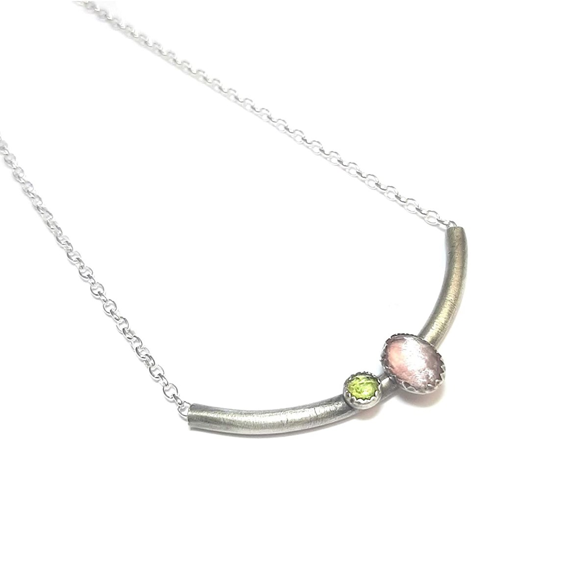 Collier Duo Améthyste Et Péridot, Argent 925