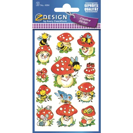 Avery Zweckform Z-Design 4304 Deko Sticker, Fliegenpilze, 3 Bogen/33 Sticker