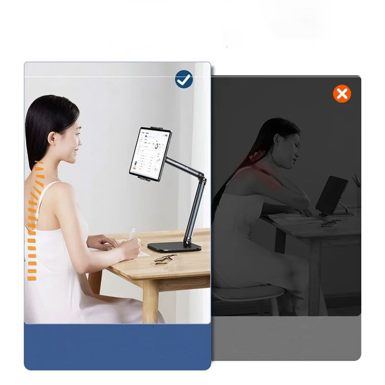 360° Grad Langarm Tisch Ständer Alu Desktop Halterung für Smartphones und Tablets (4.7-12.9
