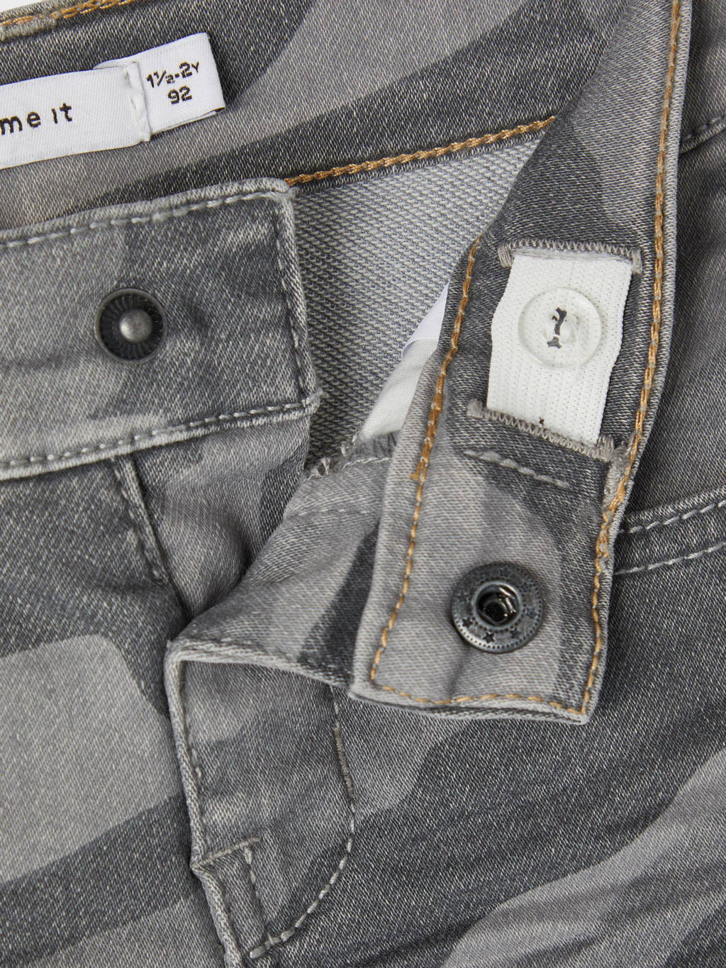 NAME IT regular fit jeans bermuda NMMSOFUS met camouflageprint grijs
