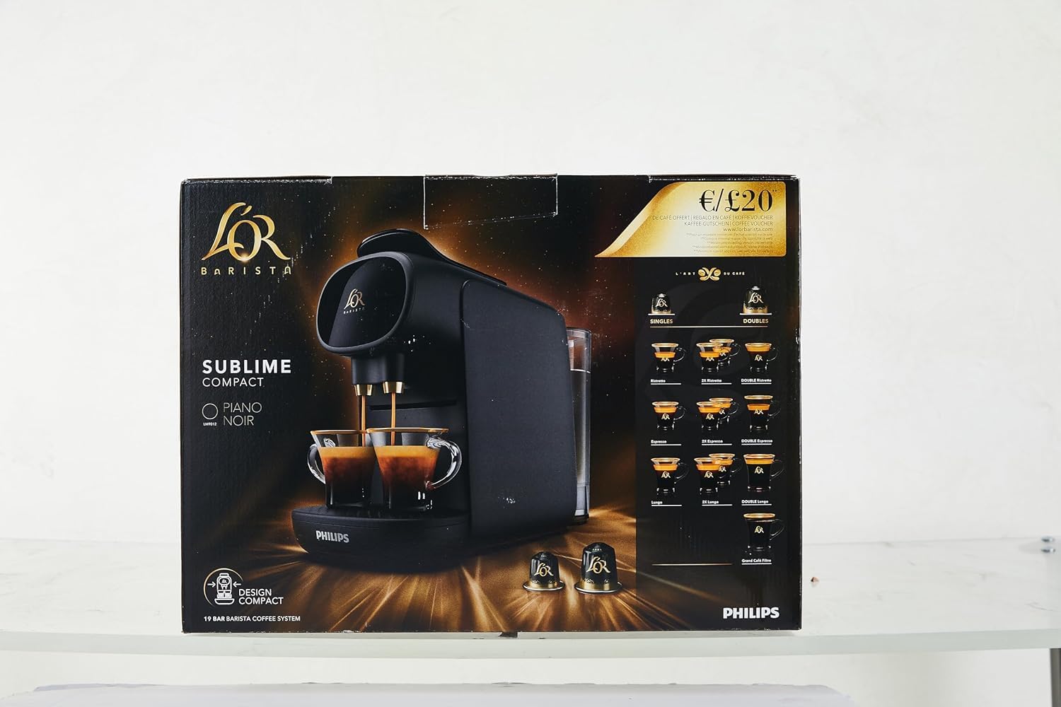 Philips L'Or Barista, Cafetière Espresso, compatible Nespresso capsules, Capsules XXL pour 1 café double ou 2 cafés à la fois, Noir, (LM9012/60)