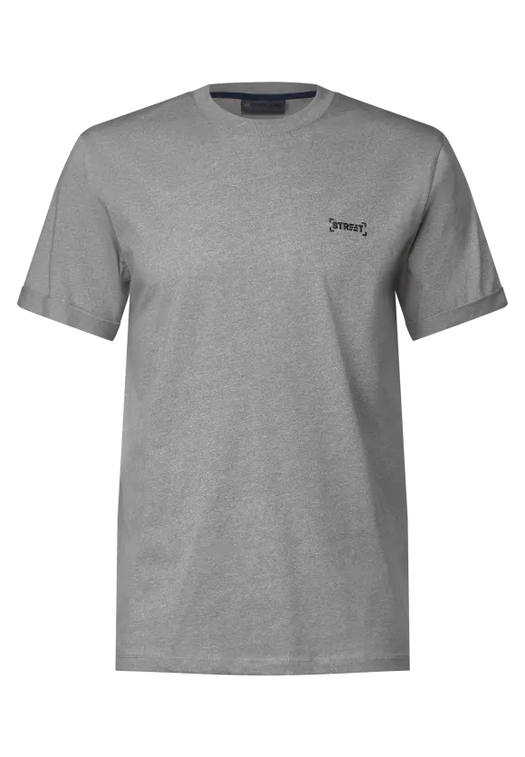 T-Shirt mit Turn-Up - stone grey melange