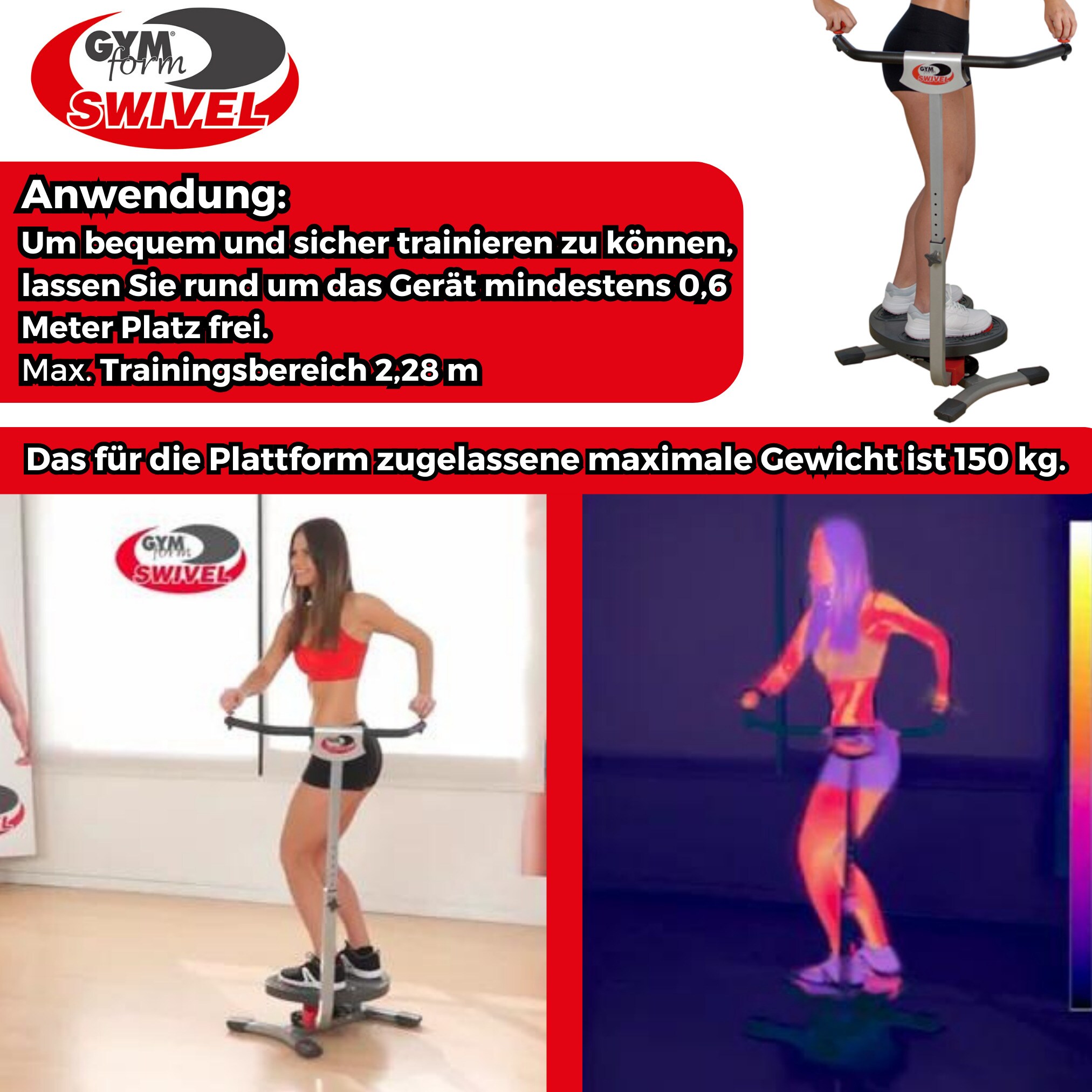 Gymform® Bauchmuskelmaschine, Waist Twist & Shape, Ganzkörperdrehscheibe Swivel