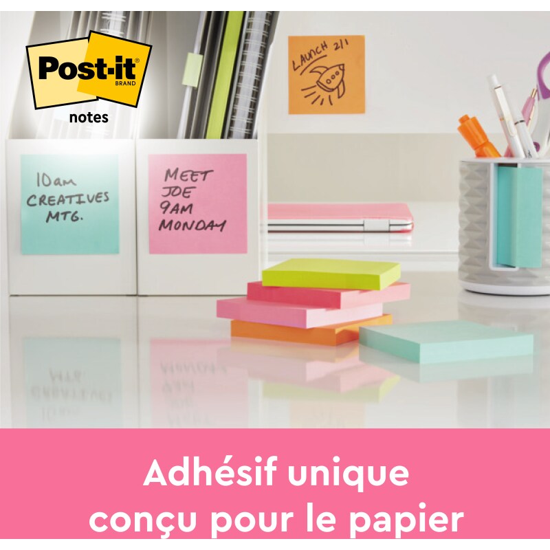 Notes repositionnables couleurs Beachside Post-It - bloc de 100 feuilles = Pour l'achat 12 notes repositionnables, 1 sachet de M&M OFFERT