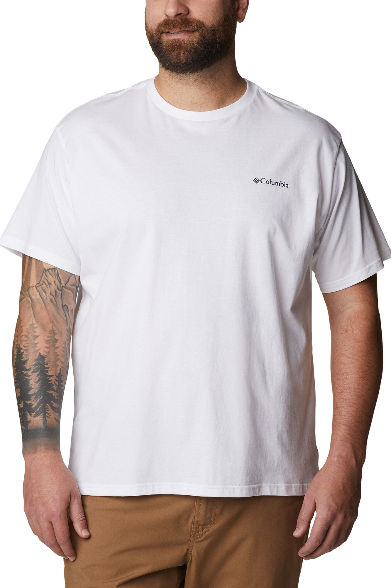 Camiseta masculina de manga curta Columbia Rockaway River™ com estampa nas costas - Estampa em fundo branco