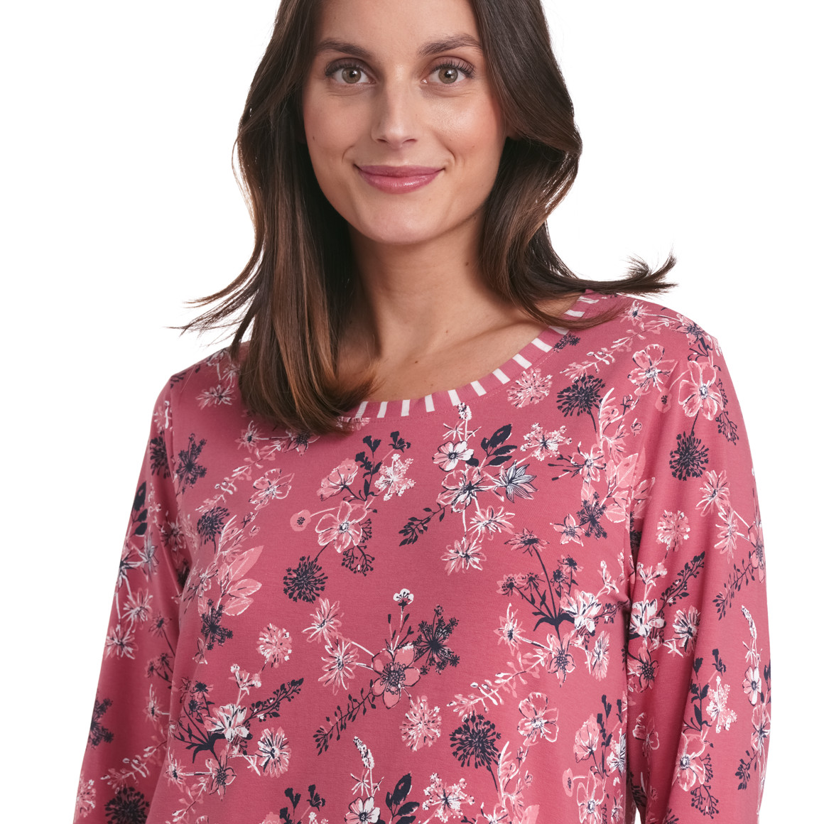 Gina Benotti Damen Nachthemd mit Blumen-Print himbeer