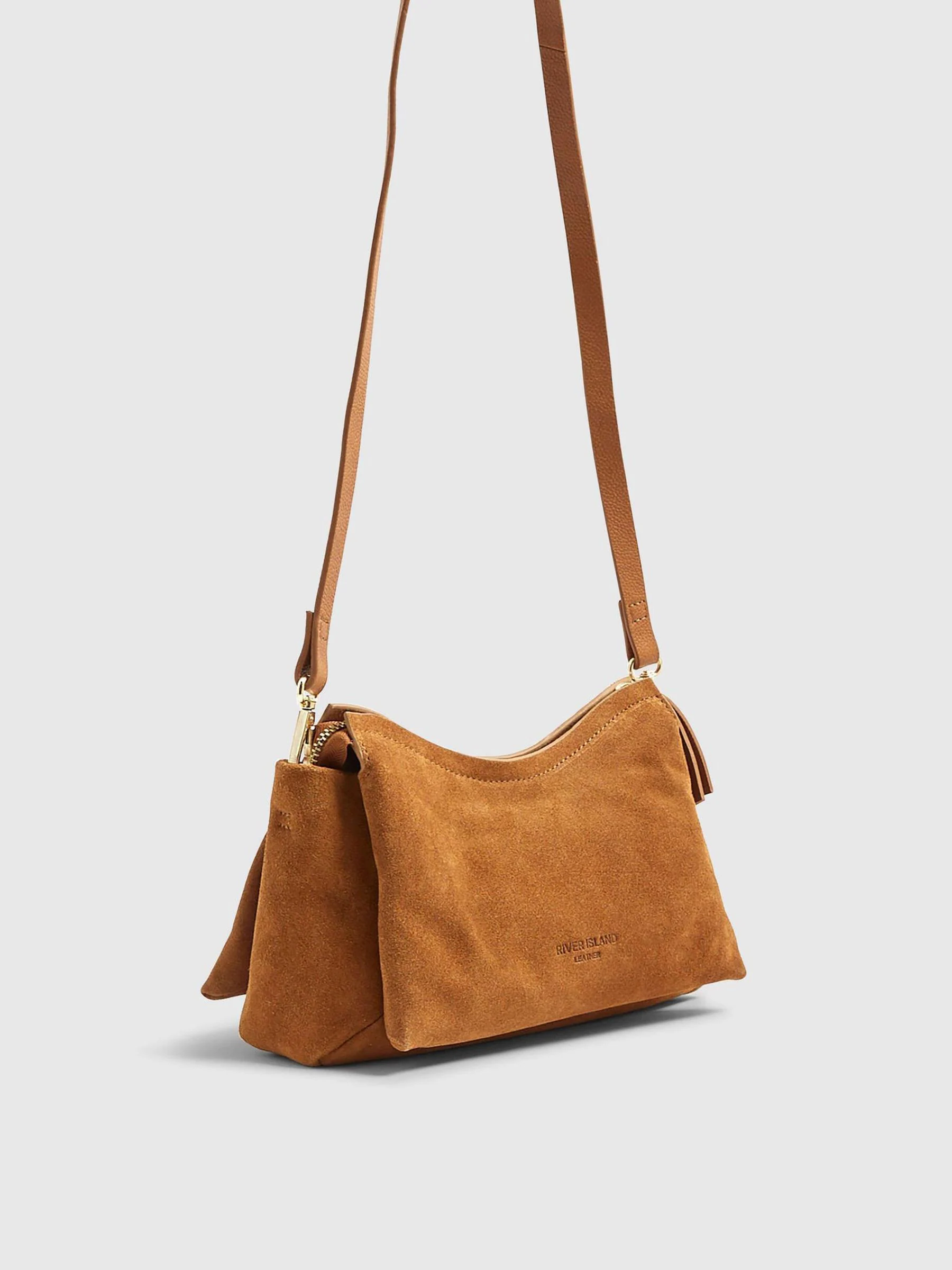 River Island Leather Triple Compartment Cross Body Bag