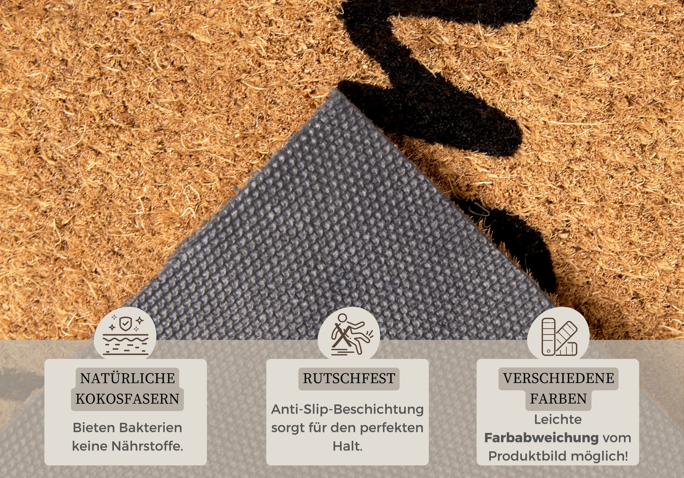 HANSE Home Fussmatte »Welcome, Türmatte« rechteckig 15 mm Höhe Kokos, Schmutzfangmatte, Outdoor, Rutschfest, Innen, Kokosmatte, Flur