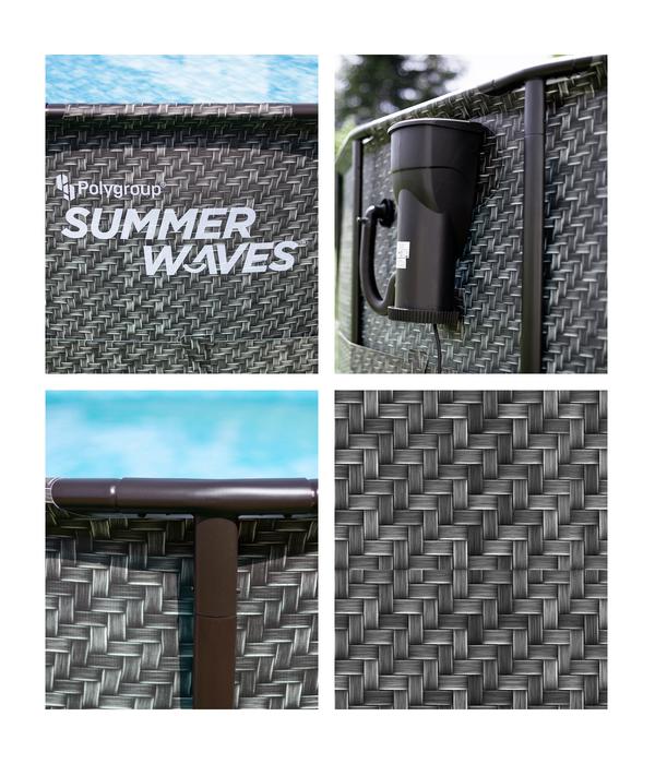 Summer Waves Frame Pool Rattan, grau
