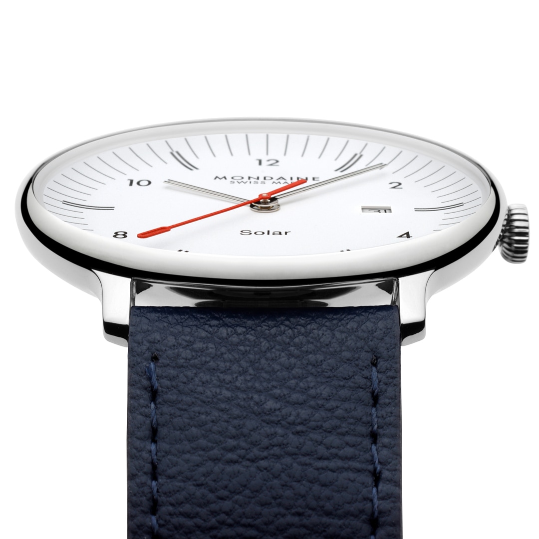 Mondaine Doppio Solar Blau / Weiss Ø 41