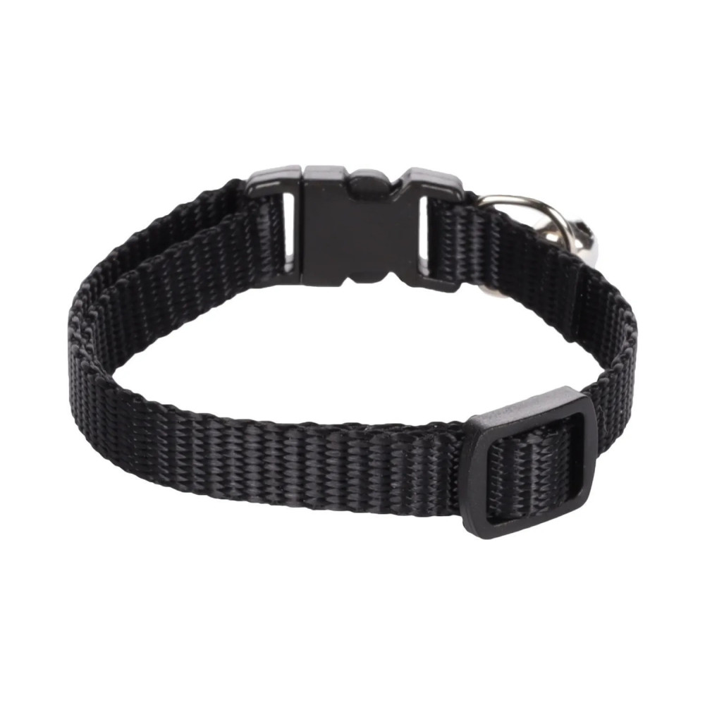 Collier réglable de 19 à 30 cm. Noir avec clochette. Pour chat