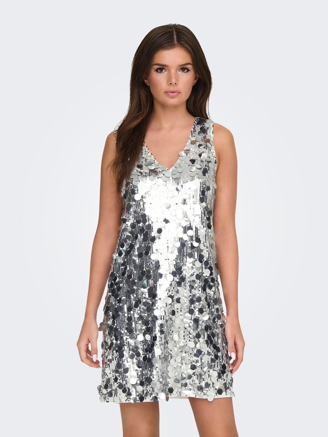 JDYCLAIRE Kurzes Kleid Silver