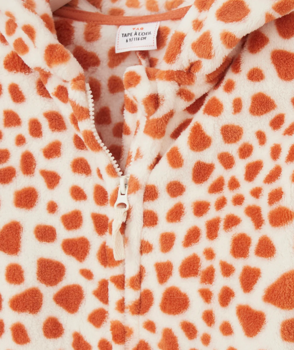 SURPYJAMA POLAIRE FILLE MOTIF ANIMALIER ORANGE