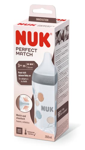 NUK Perfect Match Babyflasche 150 ml, ab 0 Monate grau