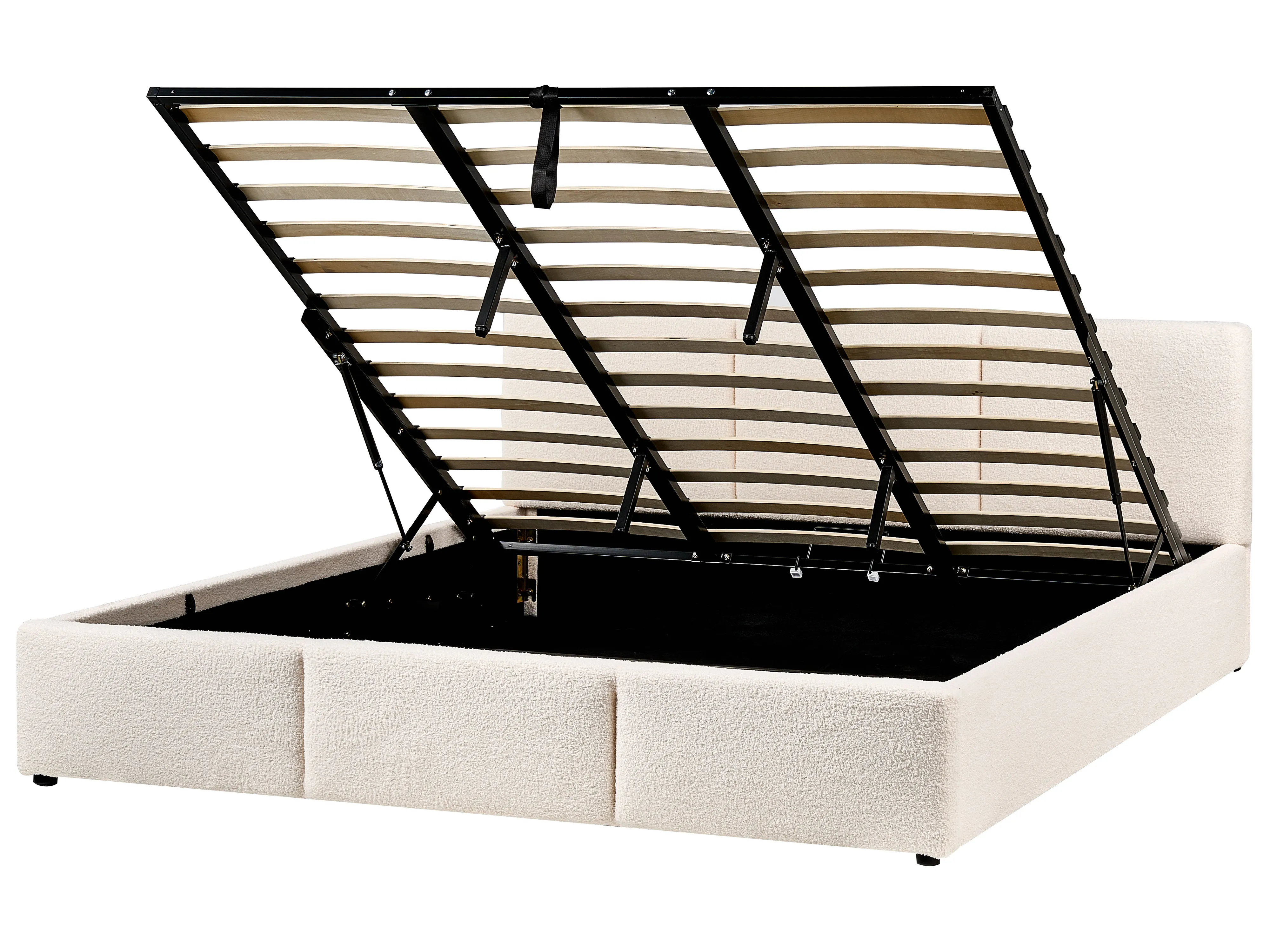 Bed met opbergruimte Bouclé BOUSSE 180 x 200 cm Gebroken wit
