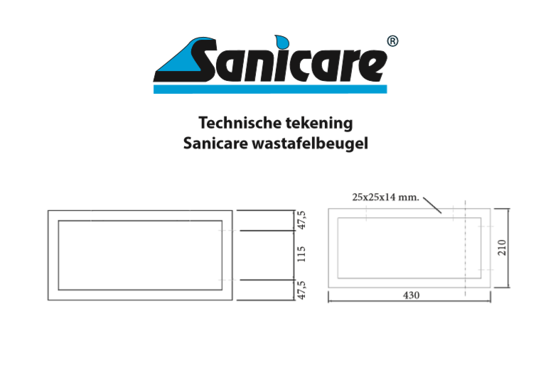 Sanicare wastafelbeugel chroom