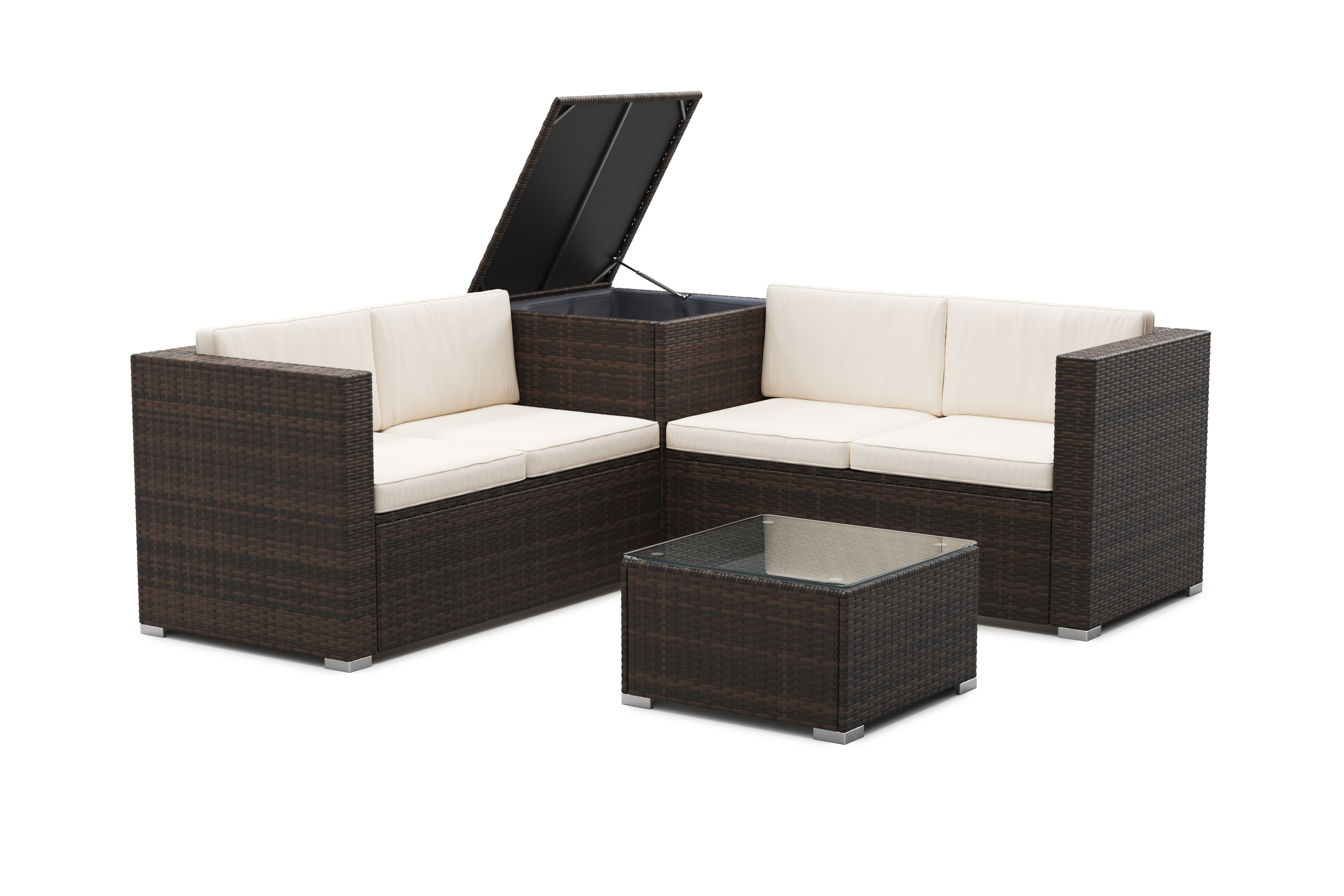 Rattanlounge SAN MARINO dunkelbraun/beige