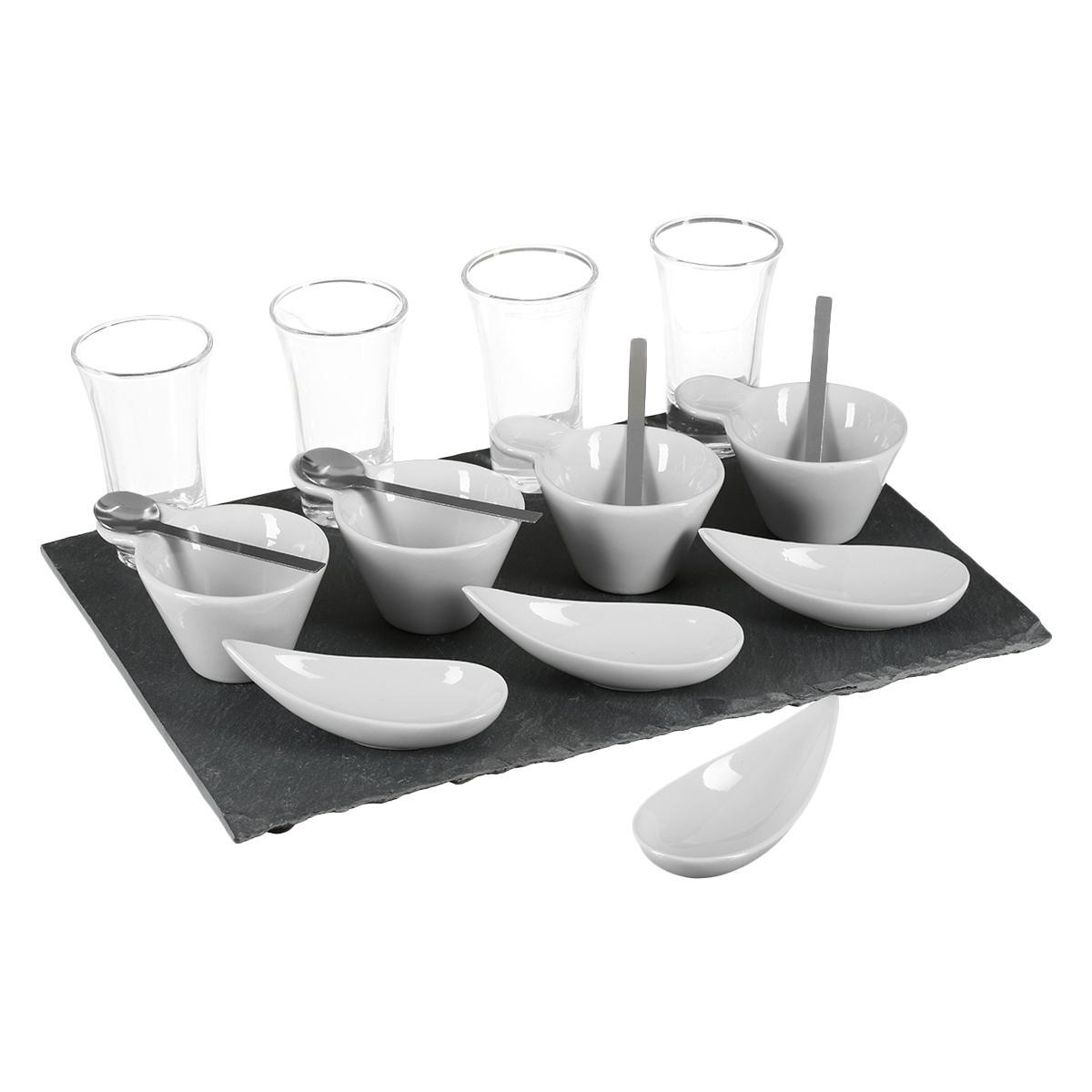 SET APERITIF ARDOISE 17 PIECES