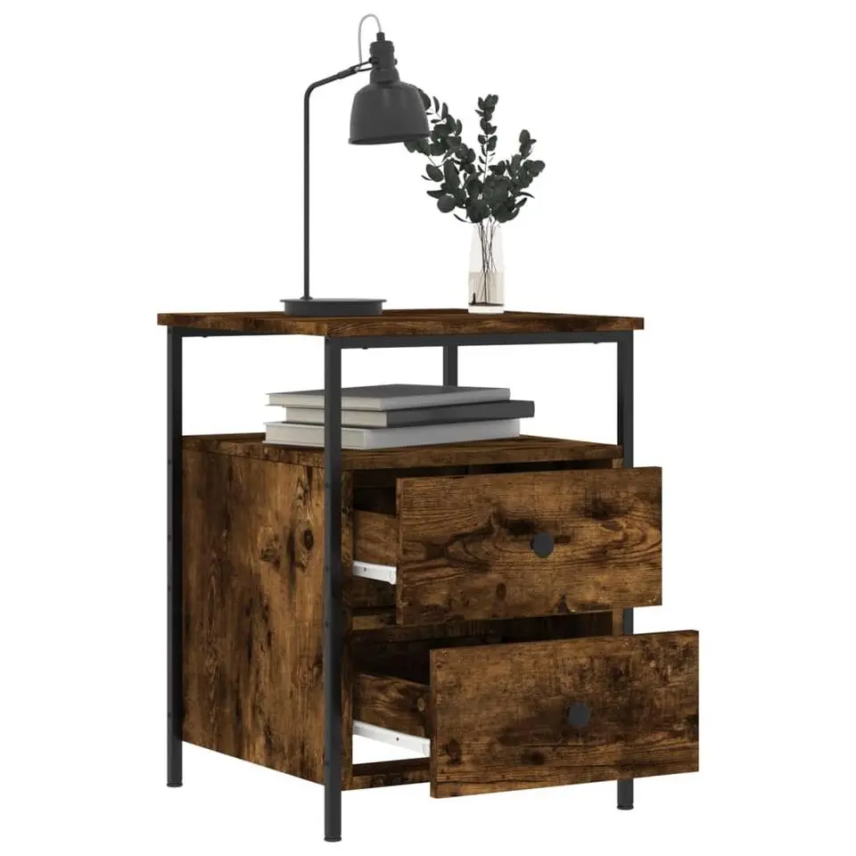 vidaXL - Nachtkastje - Bruin - Bewerkt hout - 2 stuks