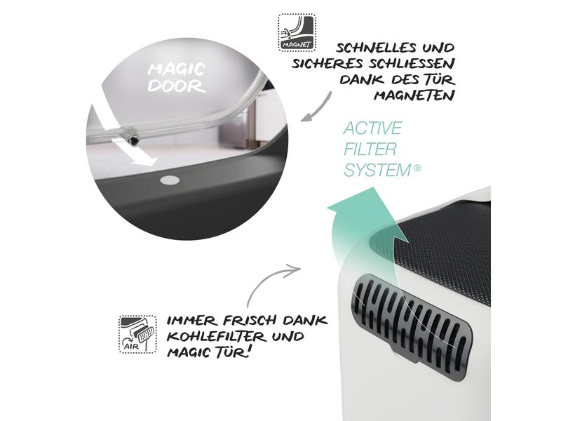 Rotho Katzentoilette Biala, Anthrazit Katzenklo aus recyceltem Kunststoff