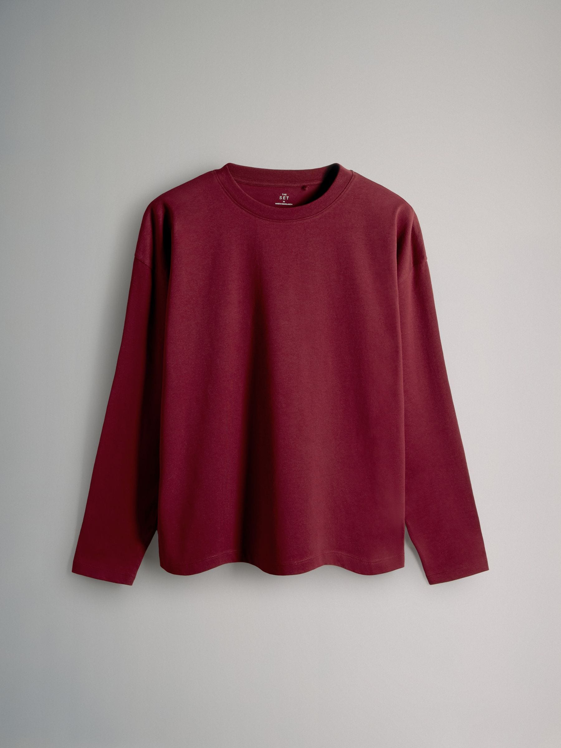 Black/Khaki/Red/Light Green - The Set verpakking van 4 relaxte T-shirts met lange mouwen