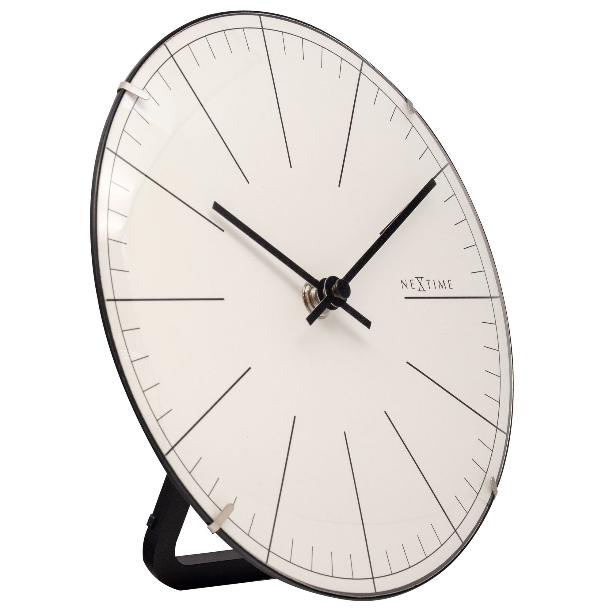 NeXtime - NeXtime - Wandklok|Tafelklok- 20cm- Glas- Wit- 'Big Stripe