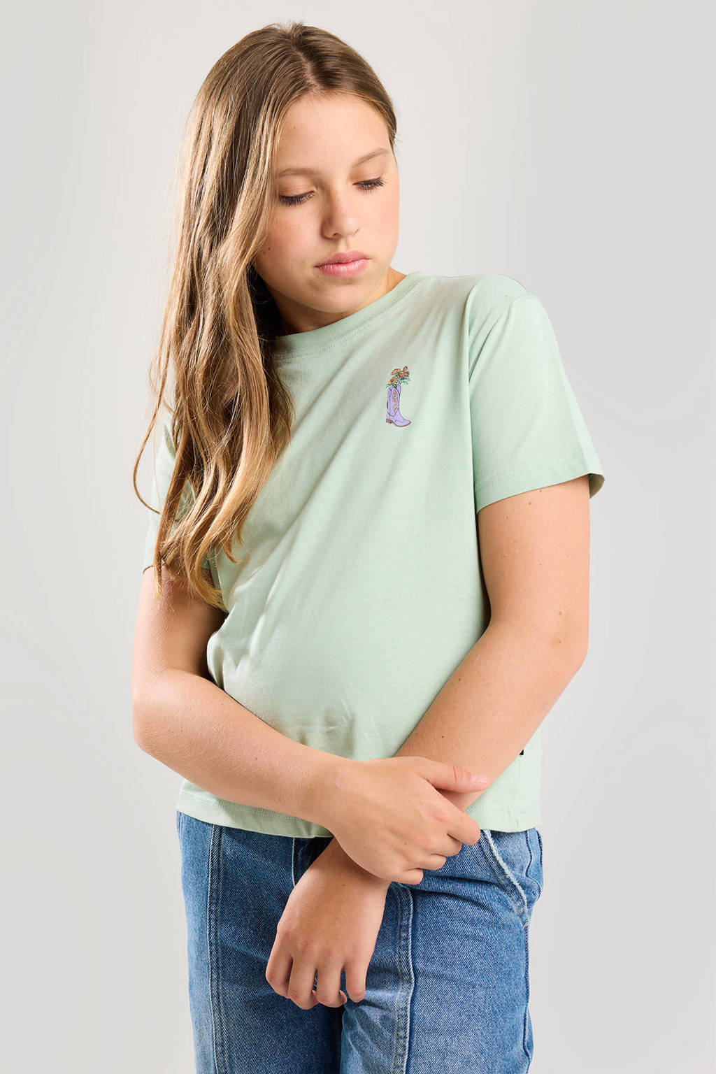 America Today T-shirt met backprint mintgroen