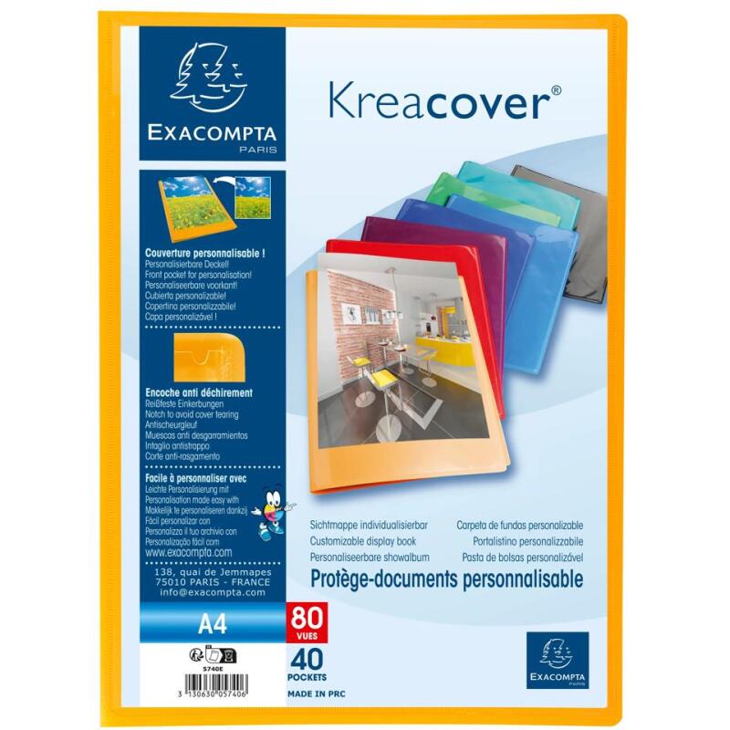 Protège-documents polypropylène semi rigide Kreacover® Opaque 40 pochettes - 80 vues - A4