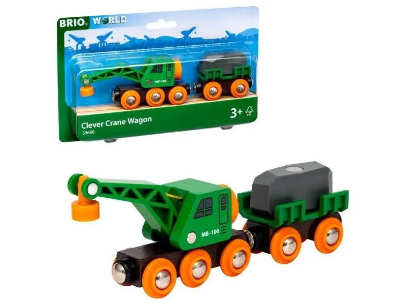 BRIO World 33698 Togvogn med kran