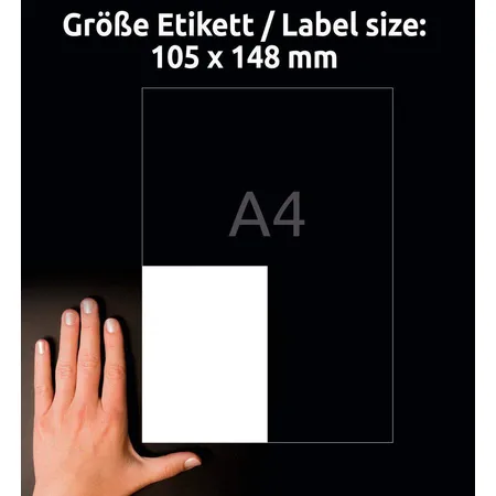 Avery Zweckform 3483 Universal-Etiketten,A4 mit ultragrip,105 x 148 mm, 100 Bogen/400 Etiketten, weiß