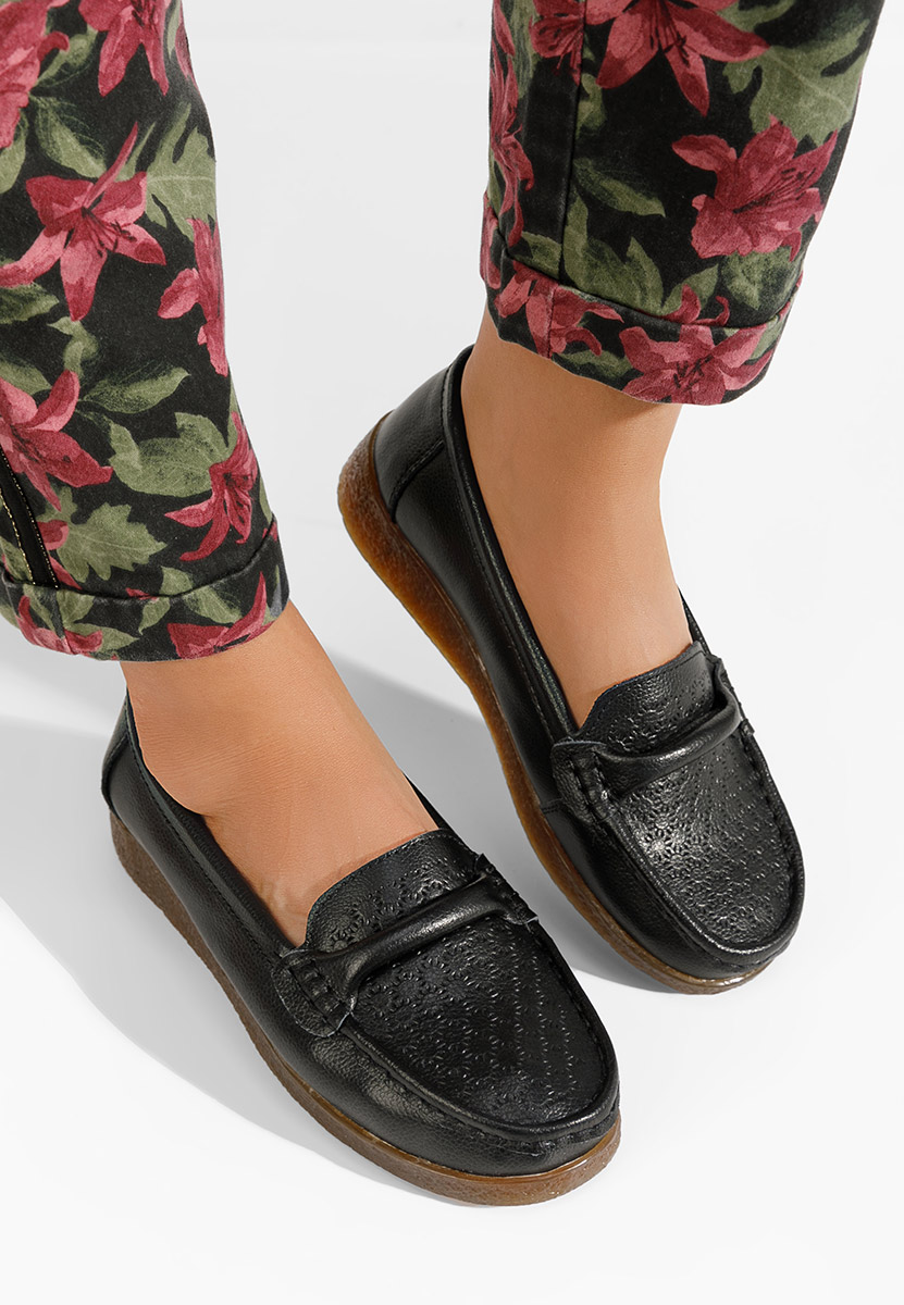 Mocassins en cuir naturel noirs Telisa