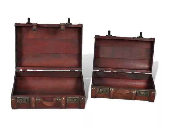 Coffre de rangement vintage Bois Marron 2 pcs