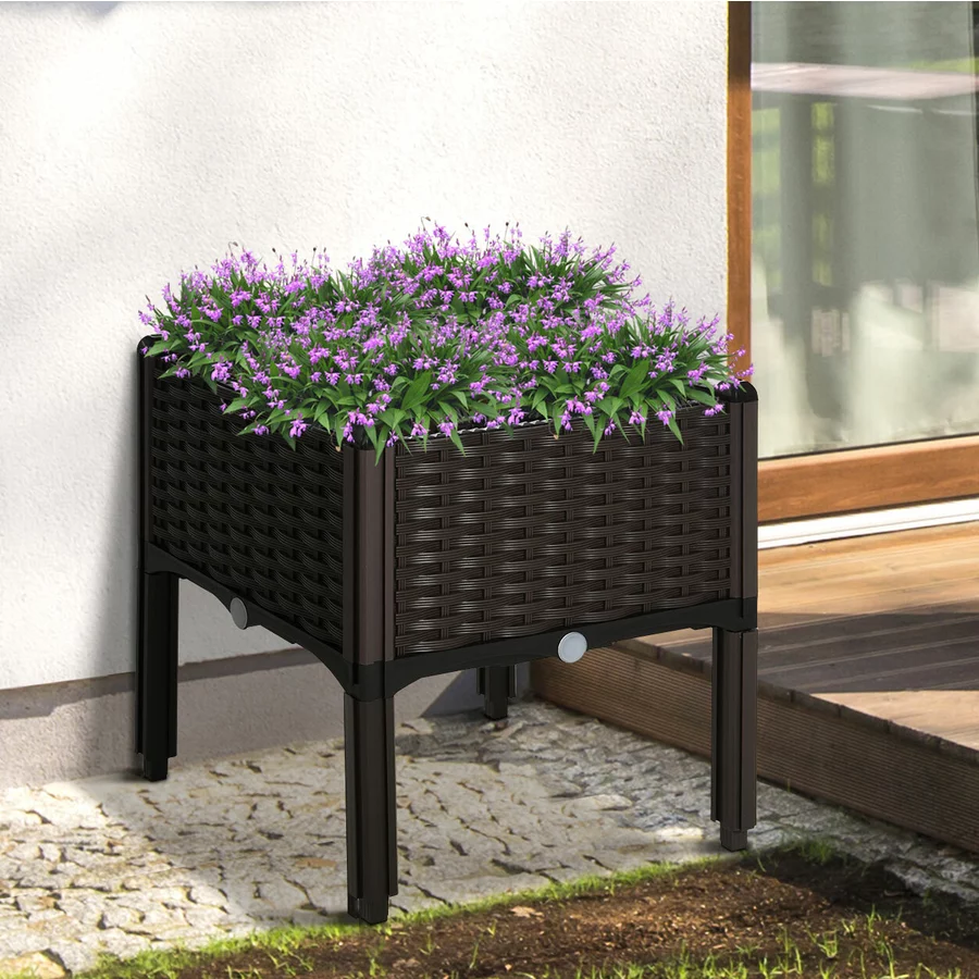 Outsunny Hochbeet in Rattan-Optik dunkelbraun