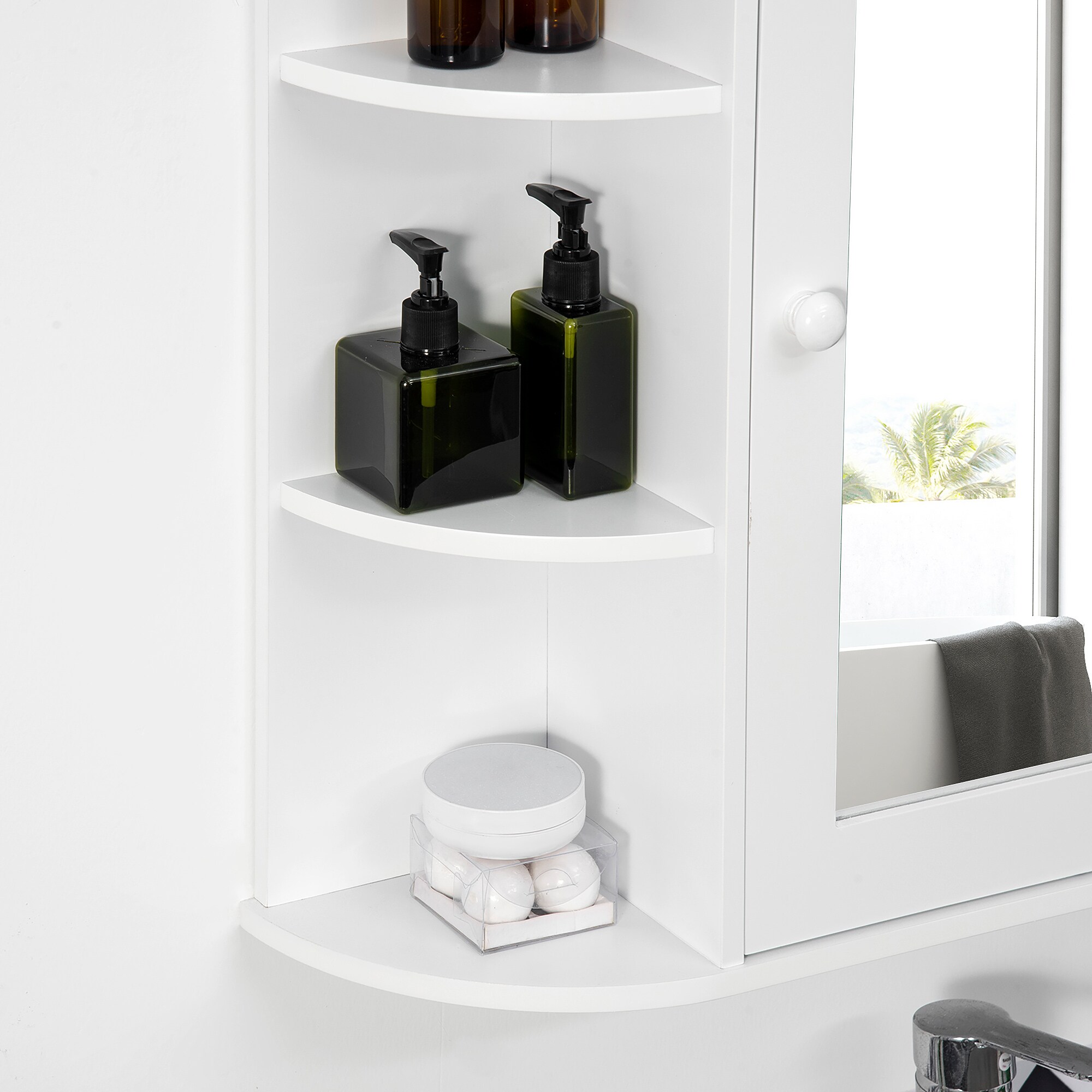 HOMCOM Badezimmerschrank mit Spiegel weiß 66L x 17B x 63Hcm