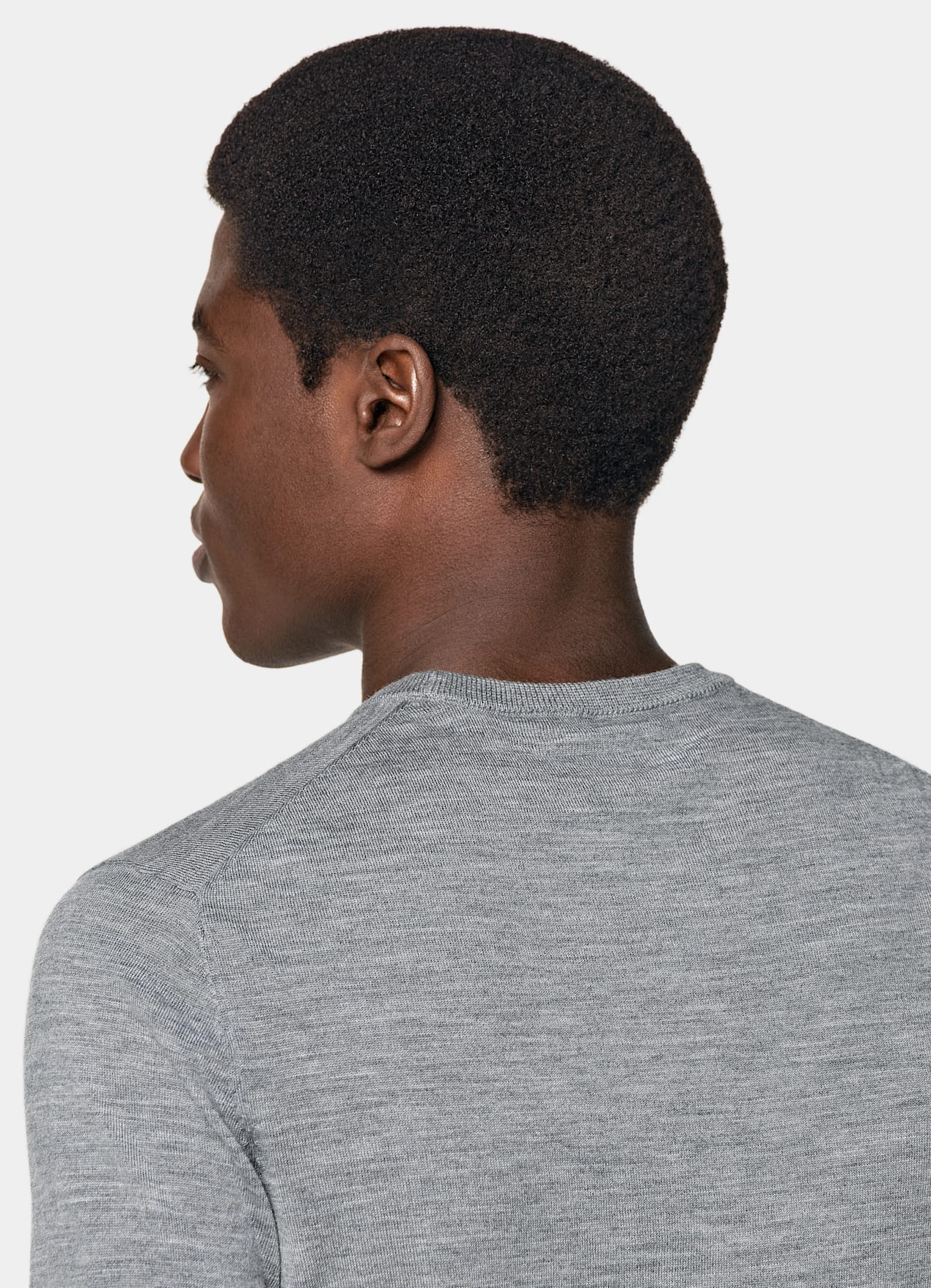 Pull col rond Merino gris