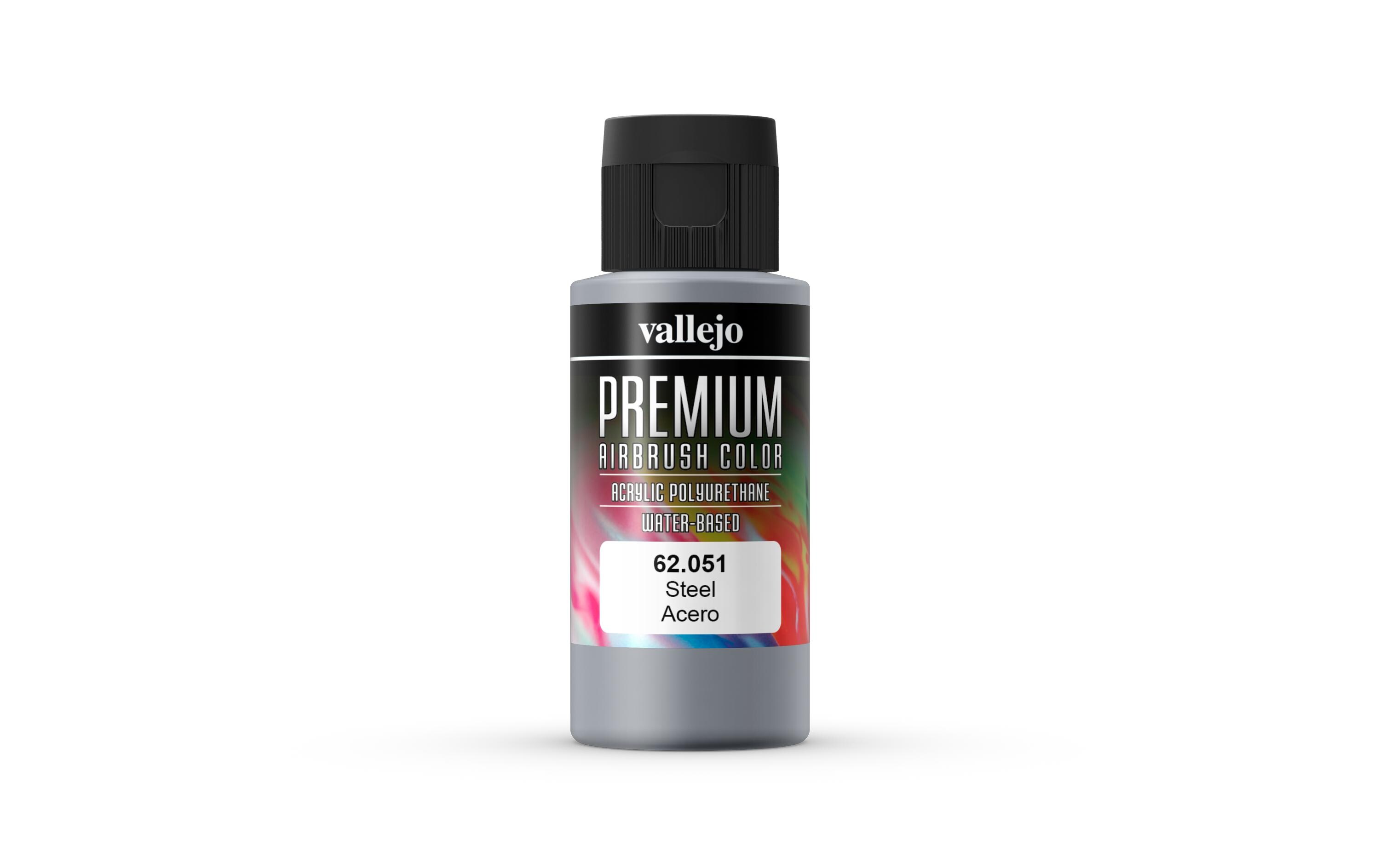 Airbrushfarbe Premium, Pearl & Metallics, Stahl, 60 mlPremium Airbrush Farbe zum Lackieren von Lexan, Polycarbonat, Glasfaser, Metall und Polyethylene