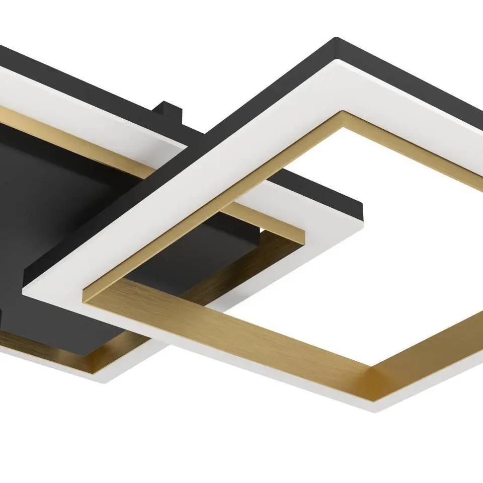 EGLO Calliera Plafonnière - LED - Kunststof - Zwart/Goud/Wit