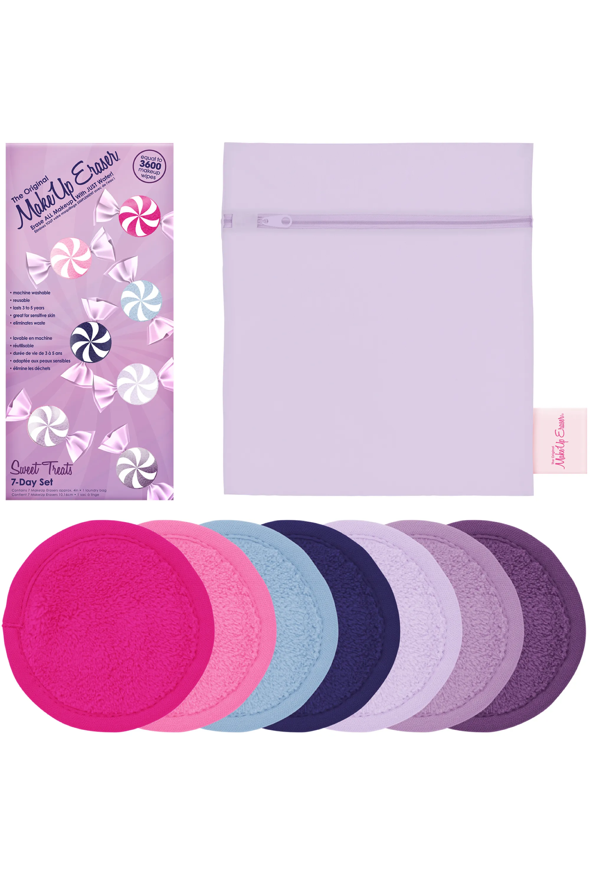 Makeup Eraser Kit de 7 serviettes démaquillantes réutilisables Sweet Treat