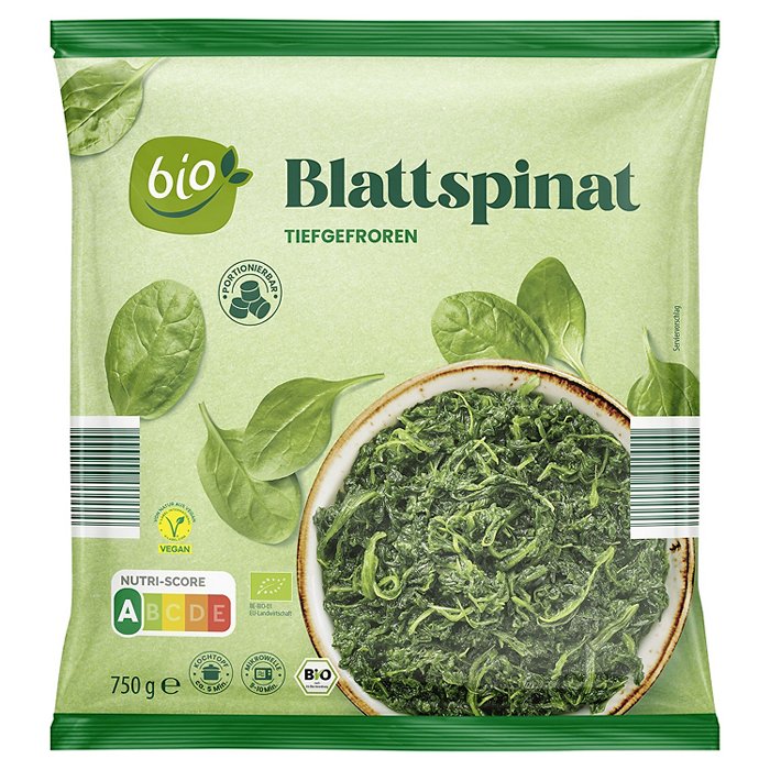 BIO Bio-Gemüsesortiment 750 g, Blattspinat