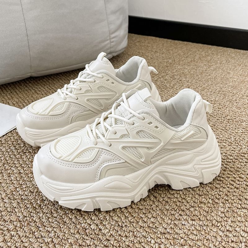 caneik - Sneakers met vetersluiting en effen mesh-paneel