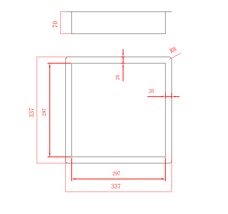 Saniclear Fido inbouwnis 30x30cm mat goud - geborsteld messing