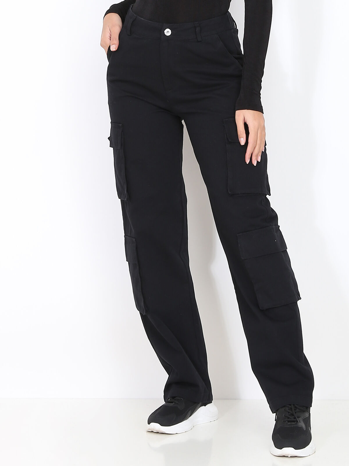 Pantalon cargo taille haute- Noir