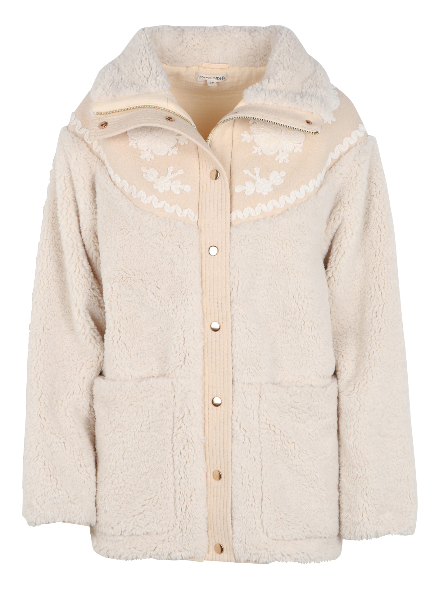 ROSE - Manteau col montant en fausse fourrure| Beige