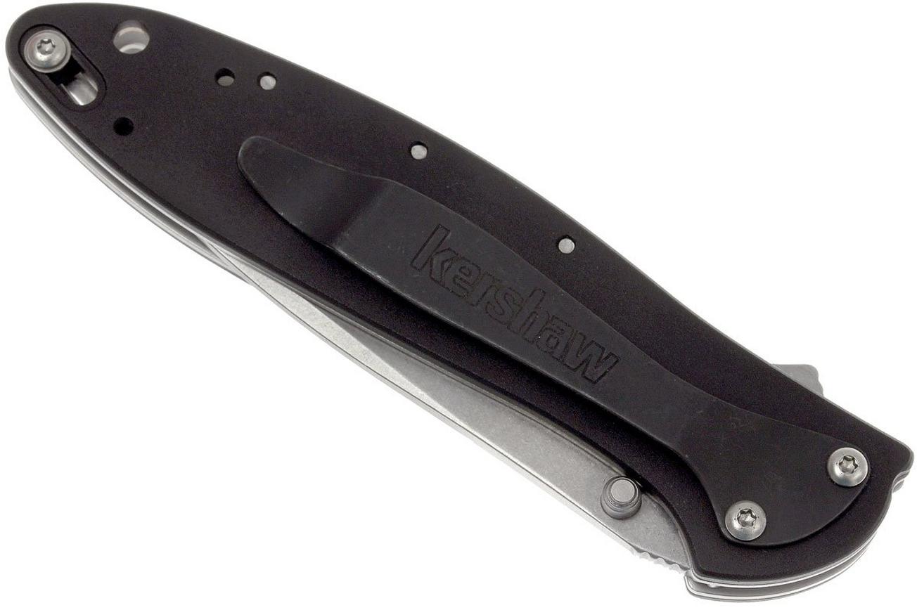 Kershaw Leek 1660SWBLK stonewashed, zwart