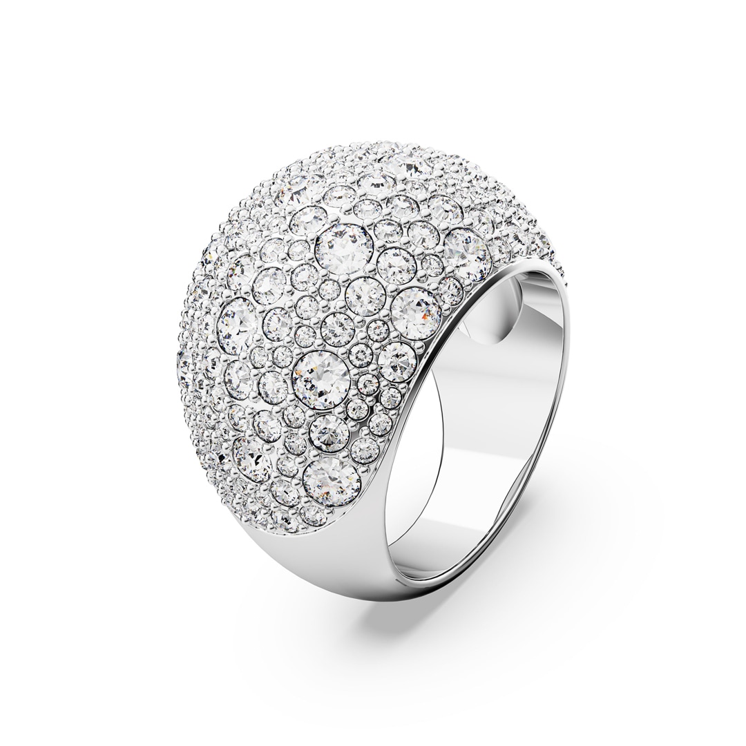 Swarovski Luna Cocktailring, Mond, Weiss, Rhodiniert
